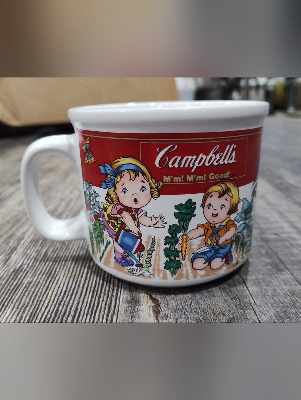 1993 Campbell's Soup Mug Cup - Campbell's Kids In The Garden, M'm! M'm! Good!